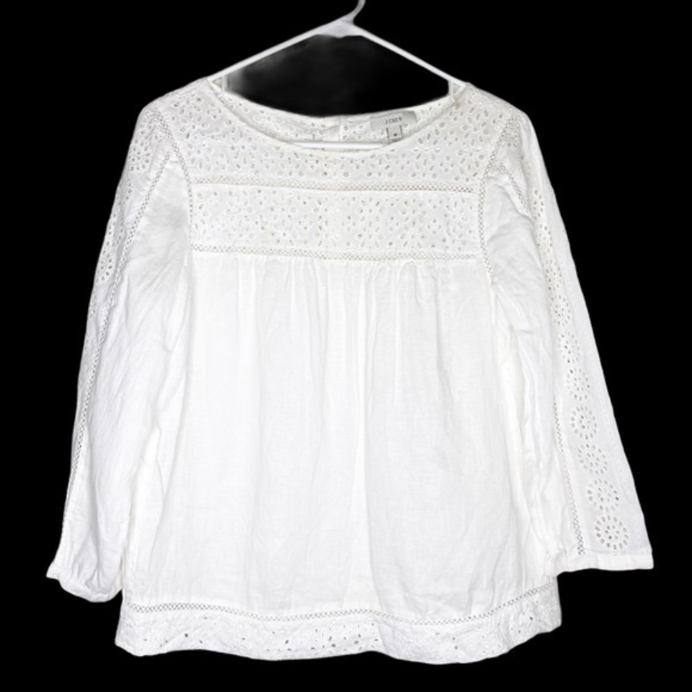 Jcrew Linen Eyelet Top